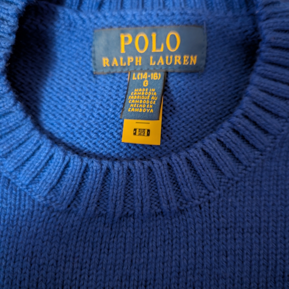 Ralph Lauren Blue Polo Bear Cotton Sweater - Picture 3 of 3